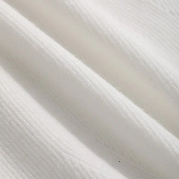 White Casual Women's Tight-Fitting Deformed Square Neck Knitted Top - Picture 10 of 10